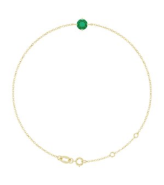 Brc935 Bracelet Set 14K Yellow Round Lab-Grown Emerald 5 Mm 6 12-7 12 In Polished Lab-Grown Emerald Solitaire Bracelet