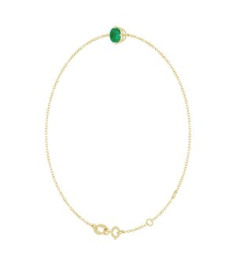 Brc935 Bracelet Set 14K Yellow Round Lab-Grown Emerald 5 Mm 6 12-7 12 In Polished Lab-Grown Emerald Solitaire Bracelet