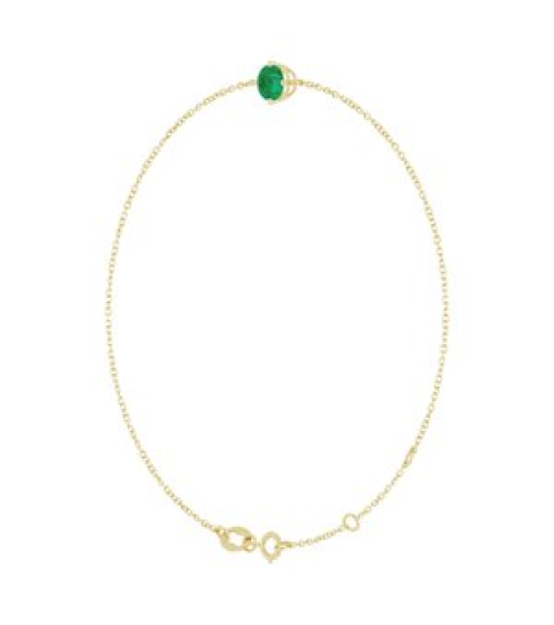 Brc935 Bracelet Set 14K Yellow Round Lab-Grown Emerald 5 Mm 6 12-7 12 In Polished Lab-Grown Emerald Solitaire Bracelet