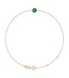 Brc935 Bracelet Set 14K Rose Round Lab-Grown Emerald 5 Mm 6 12-7 12 In Polished Lab-Grown Emerald Solitaire Bracelet