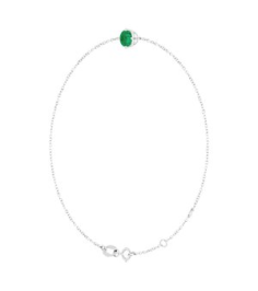 Brc935 Bracelet Set 14K White Round Lab-Grown Emerald 5 Mm 6 12-7 12 In Polished Lab-Grown Emerald Solitaire Bracelet