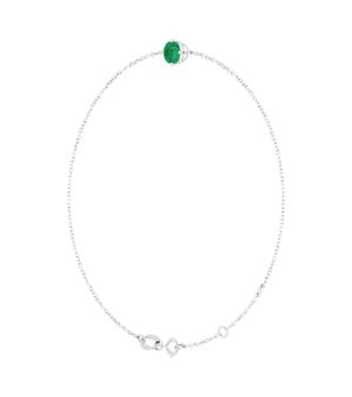 Brc935 Bracelet Set 14K White Round Lab-Grown Emerald 5 Mm 6 12-7 12 In Polished Lab-Grown Emerald Solitaire Bracelet