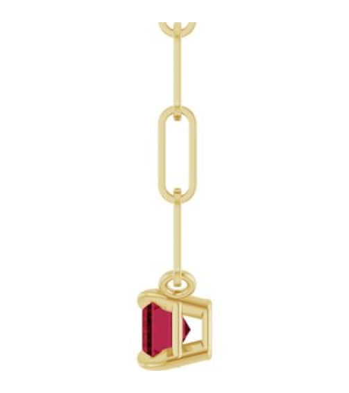 88547 Necklace Set 14K Yellow Emerald Natural Ruby 6 X 4 Mm 16 In Polished Natural Ruby Solitaire Claw Prong Necklace