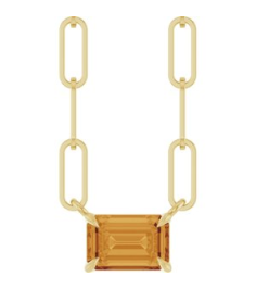 88547 Necklace Set 14K Yellow Emerald Natural Citrine 6 X 4 Mm 18 In Polished Natural Citrine Solitaire Claw Prong Necklace
