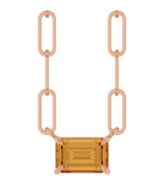 88547 Necklace Set 14K Rose Emerald Natural Citrine 6 X 4 Mm 16 In Polished Natural Citrine Solitaire Claw Prong Necklace