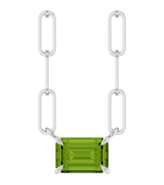 88547 Necklace Set Sterling Silver Emerald Natural Peridot 6 X 4 Mm 18 In Polished Natural Peridot Solitaire Claw Prong Necklace