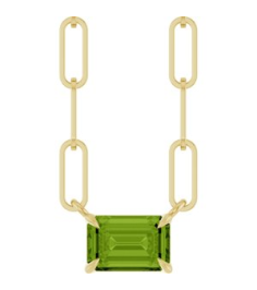 88547 Necklace Set 14K Yellow Emerald Natural Peridot 6 X 4 Mm 16 In Polished Natural Peridot Solitaire Claw Prong Necklace
