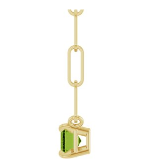 88547 Necklace Set 14K Yellow Emerald Natural Peridot 6 X 4 Mm 16 In Polished Natural Peridot Solitaire Claw Prong Necklace