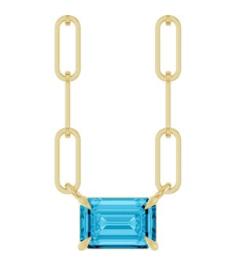 88547 Necklace Set 14K Yellow Emerald Natural Aquamarine 6 X 4 Mm 16 In Polished Natural Aquamarine Solitaire Claw Prong Necklace