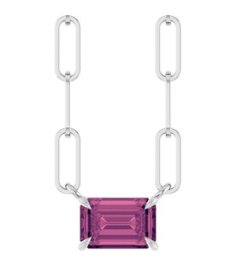 88547 Necklace Set Sterling Silver Emerald Natural Pink Tourmaline 6 X 4 Mm 18 In Polished Natural Pink Tourmaline Solitaire Claw Prong Necklace