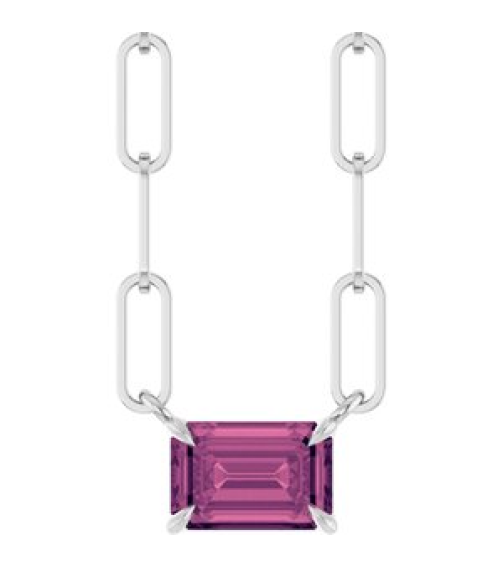 88547 Necklace Set Sterling Silver Emerald Natural Pink Tourmaline 6 X 4 Mm 18 In Polished Natural Pink Tourmaline Solitaire Claw Prong Necklace