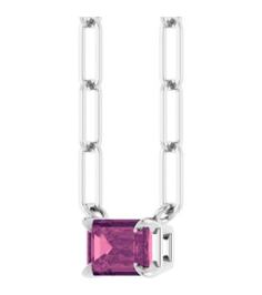 88547 Necklace Set Sterling Silver Emerald Natural Pink Tourmaline 6 X 4 Mm 18 In Polished Natural Pink Tourmaline Solitaire Claw Prong Necklace