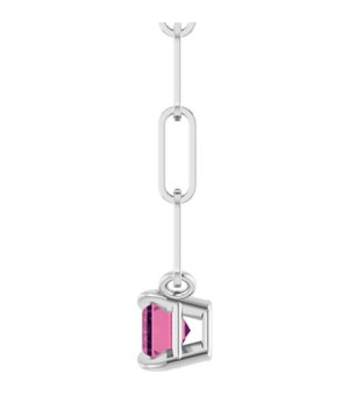 88547 Necklace Set Sterling Silver Emerald Natural Pink Tourmaline 6 X 4 Mm 18 In Polished Natural Pink Tourmaline Solitaire Claw Prong Necklace