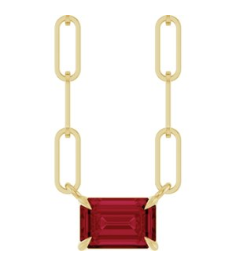 88547 Necklace Set 14K Yellow Emerald Natural Ruby 6 X 4 Mm 18 In Polished Natural Ruby Solitaire Claw Prong Necklace