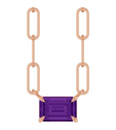 88547 Necklace Set 14K Rose Emerald Natural Amethyst 6 X 4 Mm 18 In Polished Natural Amethyst Solitaire Claw Prong Necklace