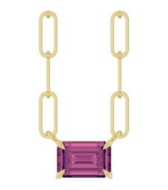 88547 Necklace Set 14K Yellow Emerald Natural Pink Tourmaline 6 X 4 Mm 16 In Polished Natural Pink Tourmaline Solitaire Claw Prong Necklace