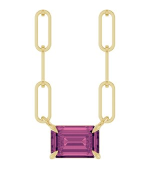 88547 Necklace Set 14K Yellow Emerald Natural Pink Tourmaline 6 X 4 Mm 16 In Polished Natural Pink Tourmaline Solitaire Claw Prong Necklace
