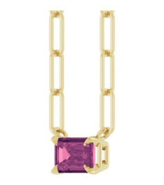 88547 Necklace Set 14K Yellow Emerald Natural Pink Tourmaline 6 X 4 Mm 16 In Polished Natural Pink Tourmaline Solitaire Claw Prong Necklace