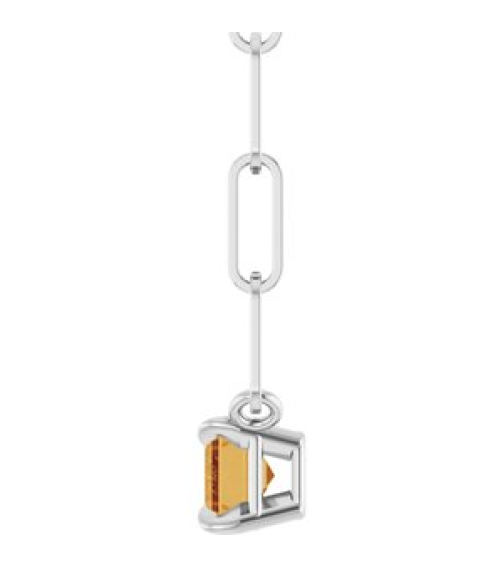 88547 Necklace Set Sterling Silver Emerald Natural Citrine 6 X 4 Mm 16 In Polished Natural Citrine Solitaire Claw Prong Necklace