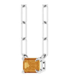 88547 Necklace Set Sterling Silver Emerald Natural Citrine 6 X 4 Mm 16 In Polished Natural Citrine Solitaire Claw Prong Necklace