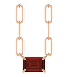 88547 Necklace Set 14K Rose Emerald Natural Mozambique Garnet 6 X 4 Mm 18 In Polished Natural Mozambique Garnet Solitaire Claw Prong Necklace