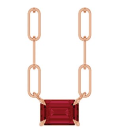 88547 Necklace Set 14K Rose Emerald Natural Ruby 6 X 4 Mm 18 In Polished Natural Ruby Solitaire Claw Prong Necklace