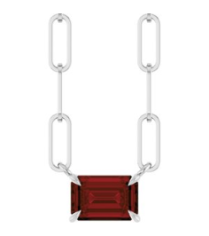 88547 Necklace Set Sterling Silver Emerald Natural Mozambique Garnet 6 X 4 Mm 16 In Polished Natural Mozambique Garnet Solitaire Claw Prong Necklace