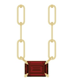88547 Necklace Set 14K Yellow Emerald Natural Mozambique Garnet 6 X 4 Mm 18 In Polished Natural Mozambique Garnet Solitaire Claw Prong Necklace