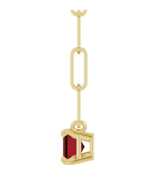 88547 Necklace Set 14K Yellow Emerald Natural Mozambique Garnet 6 X 4 Mm 18 In Polished Natural Mozambique Garnet Solitaire Claw Prong Necklace