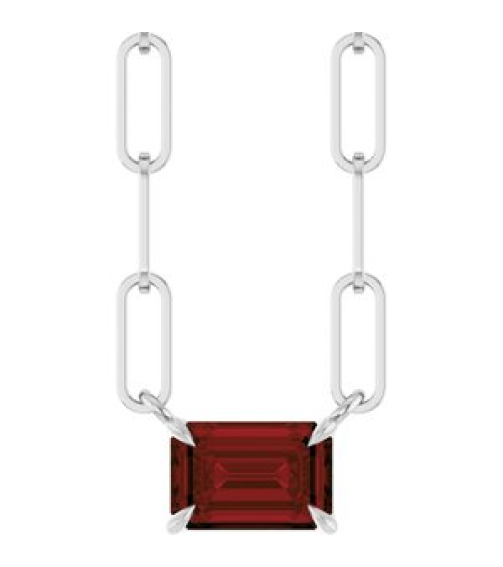 88547 Necklace Set Sterling Silver Emerald Natural Mozambique Garnet 6 X 4 Mm 18 In Polished Natural Mozambique Garnet Solitaire Claw Prong Necklace