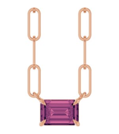 88547 Necklace Set 14K Rose Emerald Natural Pink Tourmaline 6 X 4 Mm 16 In Polished Natural Pink Tourmaline Solitaire Claw Prong Necklace