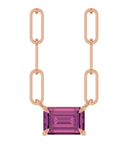 88547 Necklace Set 14K Rose Emerald Natural Pink Tourmaline 6 X 4 Mm 16 In Polished Natural Pink Tourmaline Solitaire Claw Prong Necklace