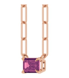 88547 Necklace Set 14K Rose Emerald Natural Pink Tourmaline 6 X 4 Mm 16 In Polished Natural Pink Tourmaline Solitaire Claw Prong Necklace