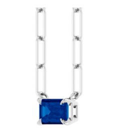88547 Necklace Set Sterling Silver Emerald Natural Blue Sapphire 6 X 4 Mm 18 In Polished Natural Blue Sapphire Solitaire Claw Prong Necklace