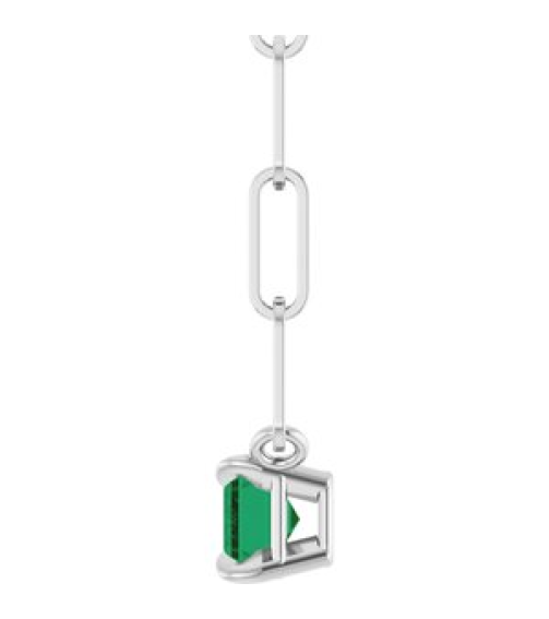 88547 Necklace Set Sterling Silver Emerald Natural Emerald 6 X 4 Mm 18 In Polished Natural Emerald Solitaire Claw Prong Necklace