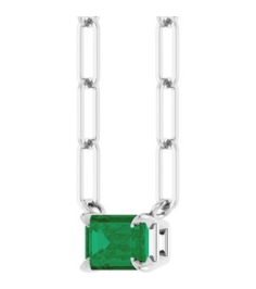88547 Necklace Set Sterling Silver Emerald Natural Emerald 6 X 4 Mm 18 In Polished Natural Emerald Solitaire Claw Prong Necklace