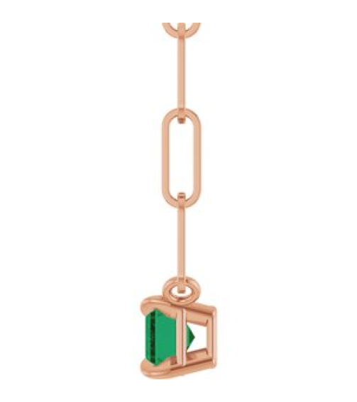 88547 Necklace Set 14K Rose Emerald Natural Emerald 6 X 4 Mm 18 In Polished Natural Emerald Solitaire Claw Prong Necklace