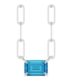 88547 Necklace Set Sterling Silver Emerald Natural Blue Zircon 6 X 4 Mm 16 In Polished Natural Zircon Solitaire Claw Prong Necklace
