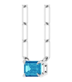 88547 Necklace Set Sterling Silver Emerald Natural Blue Zircon 6 X 4 Mm 16 In Polished Natural Zircon Solitaire Claw Prong Necklace