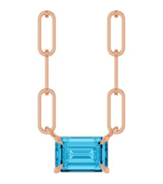 88547 Necklace Set 14K Rose Emerald Natural Aquamarine 6 X 4 Mm 18 In Polished Natural Aquamarine Solitaire Claw Prong Necklace