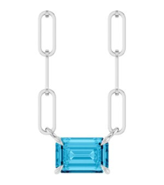 88547 Necklace Set Sterling Silver Emerald Natural Aquamarine 6 X 4 Mm 16 In Polished Natural Aquamarine Solitaire Claw Prong Necklace