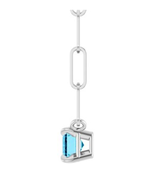 88547 Necklace Set Sterling Silver Emerald Natural Aquamarine 6 X 4 Mm 16 In Polished Natural Aquamarine Solitaire Claw Prong Necklace