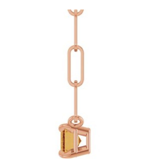 88547 Necklace Set 14K Rose Emerald Natural Citrine 6 X 4 Mm 18 In Polished Natural Citrine Solitaire Claw Prong Necklace