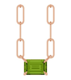 88547 Necklace Set 14K Rose Emerald Natural Peridot 6 X 4 Mm 18 In Polished Natural Peridot Solitaire Claw Prong Necklace