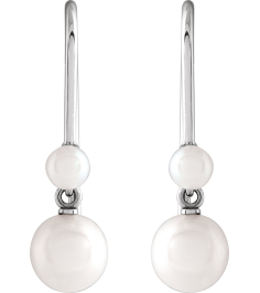 88556 Earring Set Cultured White Freshwater Pearl Pearl 5.5-6 Mm 14K White Cultured White Pearl Pair Backless Polished Cultured Pearl Earrings