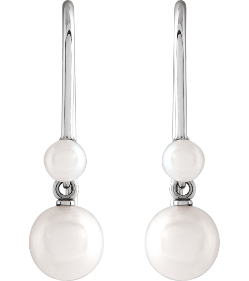 88556 Earring Set Cultured White Freshwater Pearl Pearl 5.5-6 Mm 14K White Cultured White Pearl Pair Backless Polished Cultured Pearl Earrings