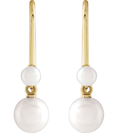 88556 Earring Set Cultured White Freshwater Pearl Pearl 5.5-6 Mm 14K White Cultured White Pearl Pair Backless Polished Cultured Pearl Earrings