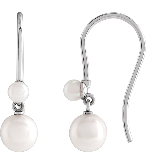 88556 Earring Set Cultured White Freshwater Pearl Pearl 5.5-6 Mm Sterling Silver Cultured White Pearl Pair Backless Polished Cultured Pearl Earrings