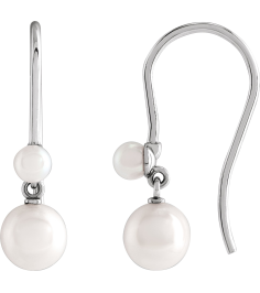 88556 Earring Set Cultured White Freshwater Pearl Pearl 5.5-6 Mm Platinum Cultured White Pearl Pair Backless Polished Cultured Pearl Earrings