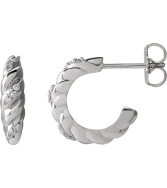 88572 Earring Set Platinum 14 Mm 3.7 Mm Natural Diamond Round 1Mm 0.07 Ctw Si2-Si3, Gh Pair Friction Backs Included Polished .07 Ctw Natural Diamond Dome Earrings